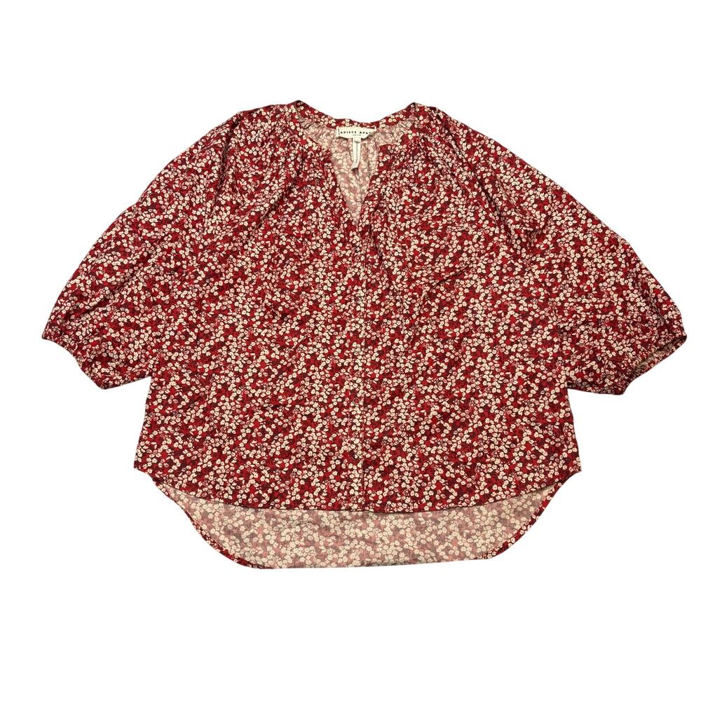 Apiece Apart Mitte Floral Print Organic Cotton Poplin Blouse Women's Medium Boho